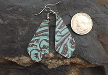 Load image into Gallery viewer, Brown and Turquoise Leather Earrings