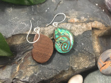 Load image into Gallery viewer, Natural Walnut Wood and Abalone Shell Earrings