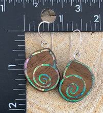 Load image into Gallery viewer, Natural Walnut Wood and Abalone Shell Earrings