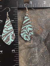 Load image into Gallery viewer, Brown and Turquoise Leather Earrings
