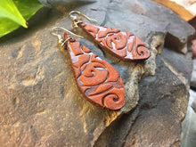 Load image into Gallery viewer, Rich Brown Embossed Leather Earrings
