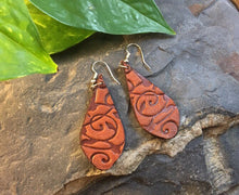 Load image into Gallery viewer, Rich Brown Embossed Leather Earrings
