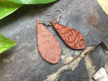 Load image into Gallery viewer, Rich Brown Embossed Leather Earrings
