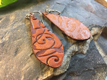 Load image into Gallery viewer, Rich Brown Embossed Leather Earrings
