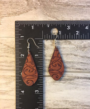 Load image into Gallery viewer, Rich Brown Embossed Leather Earrings
