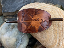 Load image into Gallery viewer, Handmade Leather Hair Slide and Wood Stick
